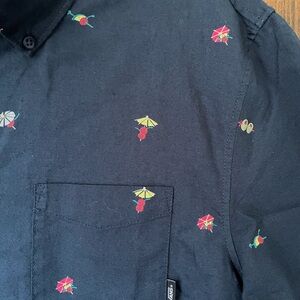 VANS Coastal Beach Tiki Button Down Casual Blue Shirt Men’s M